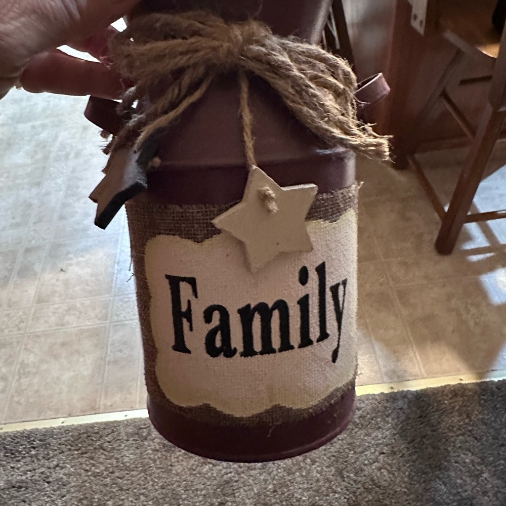 Rustic Family Decor Vase with Star Accent
